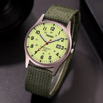 Tuzwa Men's Luminous Military Watch – Quartz Movement, Easy-Read Arabic Numerals, Nylon Strap, Slim 8mm Round Case