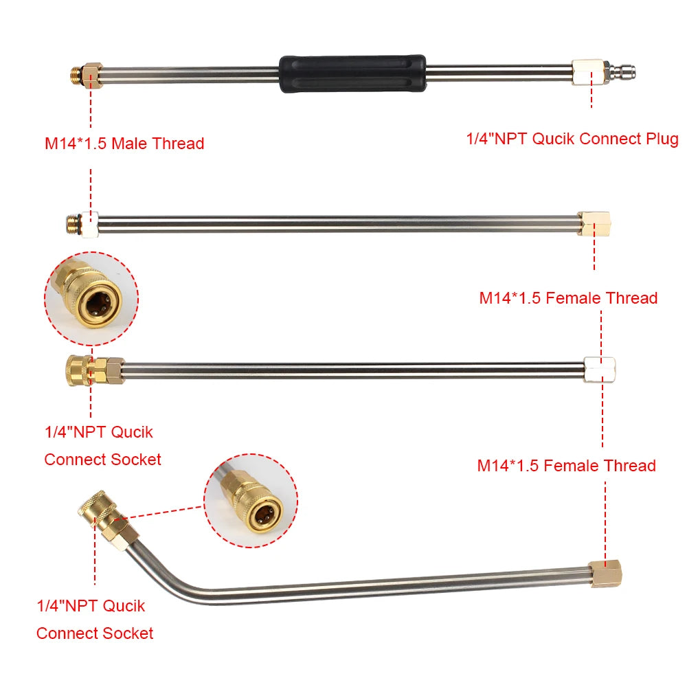 Tuzwa Pressure Washer Gutter Cleaning Wand – Extension Wand with 5 Nozzle Tips for High-Reach Gutter & Exterior Cleaning