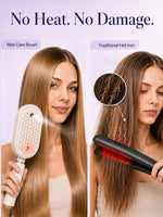 Tuzwa Cordless Electric Hair Straightener Brush – Fast Heating Steam Styling Brush with Anti-Scald Design & Wireless Charging
