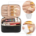 Tuzwa Large Capacity Travel Makeup Bag – PU Leather Cosmetic Organizer with Multiple Compartments for Makeup, Toiletries & Beauty Essentials