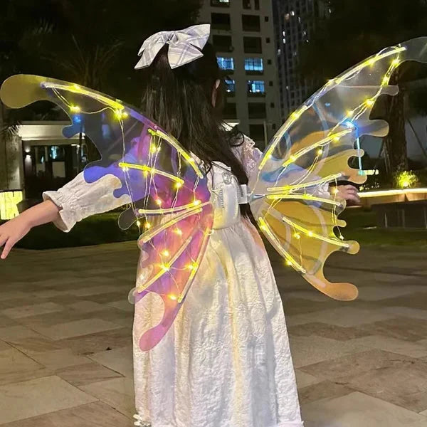 Fairy Wings for Kids and Adults, Light Up Fairy Wings with Flapping, Butterfly Wings Costume, LED Fairy Costume