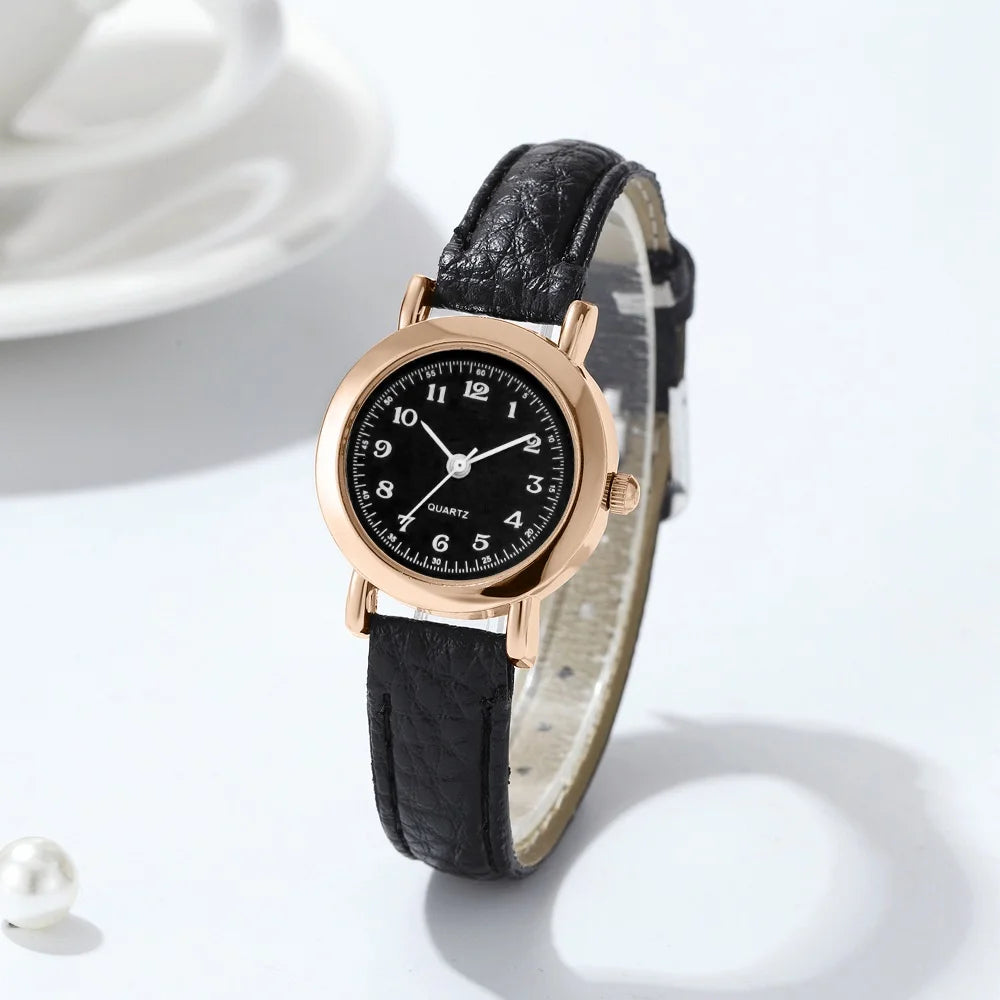 Tuzwa Women’s Quartz Watch – Elegant Leather Strap Analog Wristwatch with Arabic Numerals, 23mm Dial for Everyday & Dress Wear