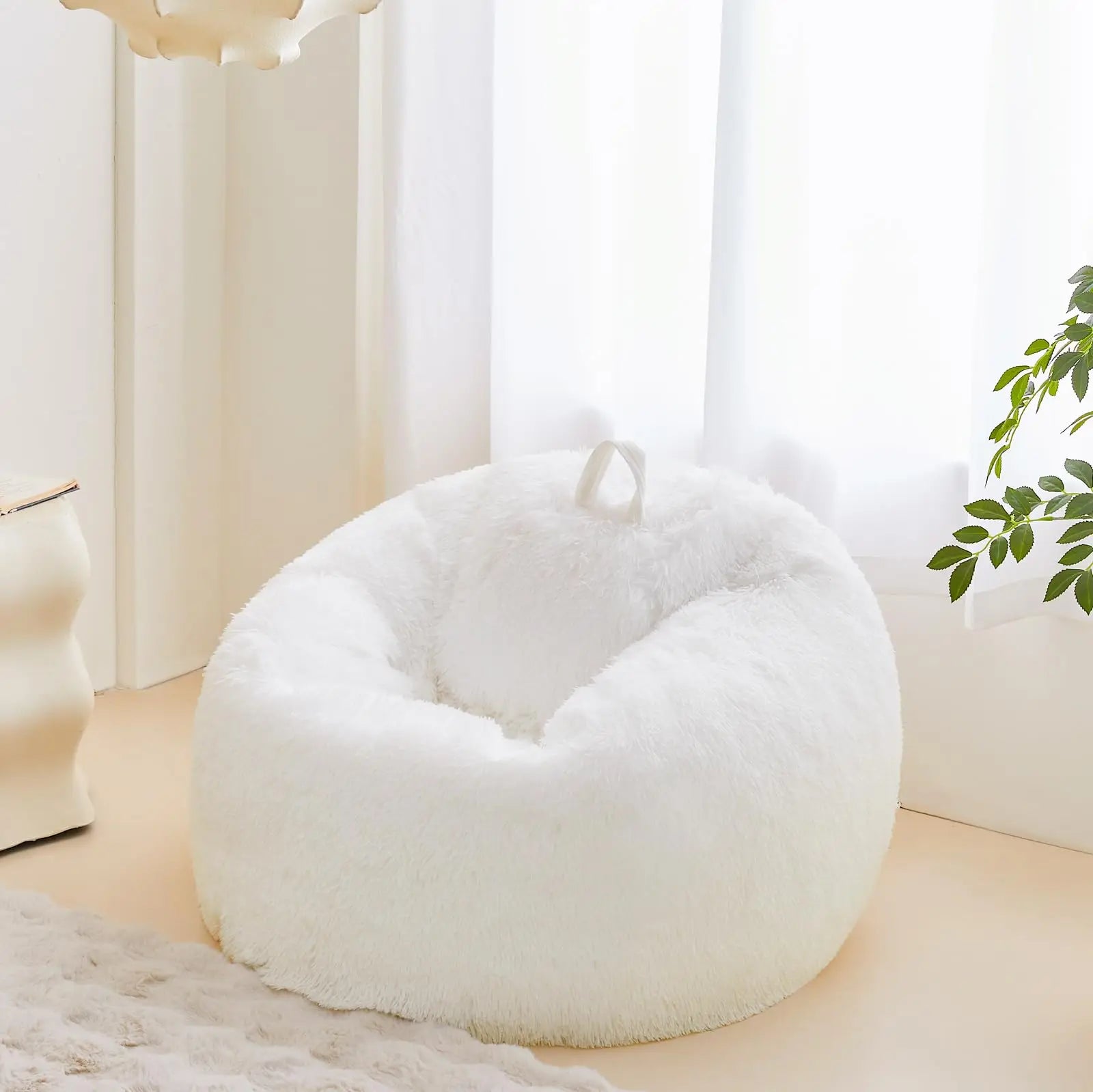 Tuzwa Pink Faux Fur Bean Bag Chair Cover – Soft Plush Beanbag Cover for Kids, Teens, Bedroom, Playroom & Cozy Room Decor