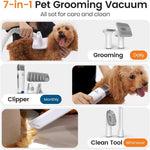 Tuzwa Professional Pet Grooming Vacuum Kit | Dog & Cat Grooming Vacuum with 7 Grooming Tools, 1.5L Dust Cup & Low Noise | Powerful Pet Hair Removal System