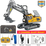 Tuzwa 4WD RC Excavator & Dump Truck – Alloy Remote Control Construction Vehicles with Lights, Sounds & Rechargeable Lithium Battery