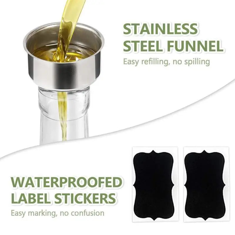 Tuzwa 500ml Glass Oil Dispenser Bottle with Easy Pour Spout – Leak-Resistant Olive Oil, Vinegar & Soy Sauce Bottle for Kitchen