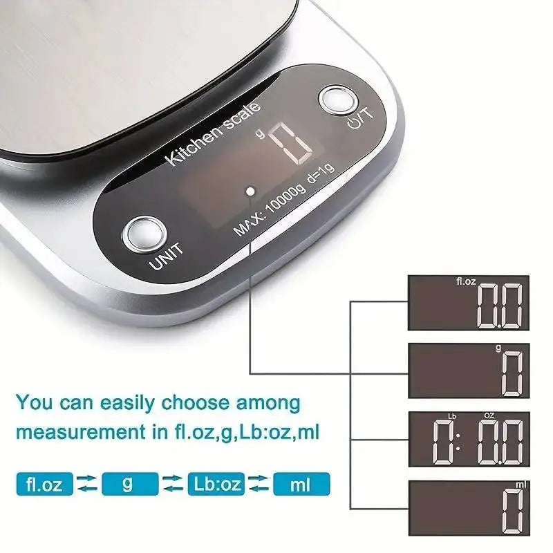 Tuzwa Precision Kitchen Scale | 10kg Digital Food Scale with LCD Display | High-Accuracy Kitchen & Jewelry Scale for Baking, Cooking & Meal Prep