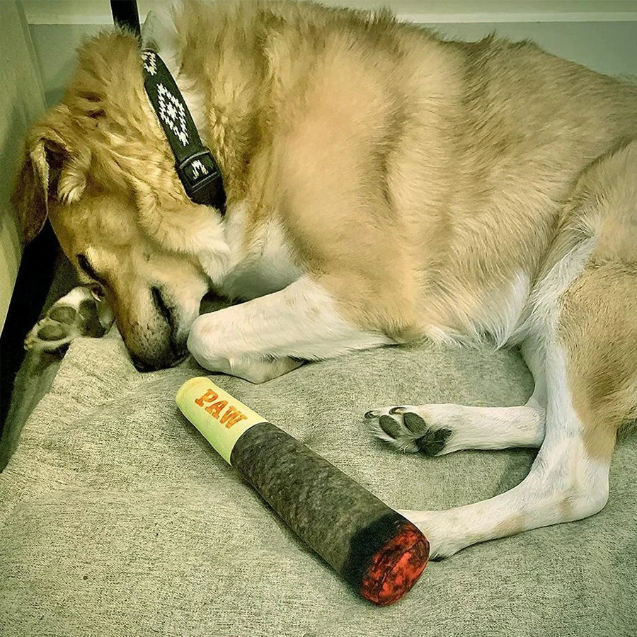 Tuzwa Dog Chew Toy – Interactive Soft Fleece Plush Squeaky Cigar Toy for Small & Medium Dogs