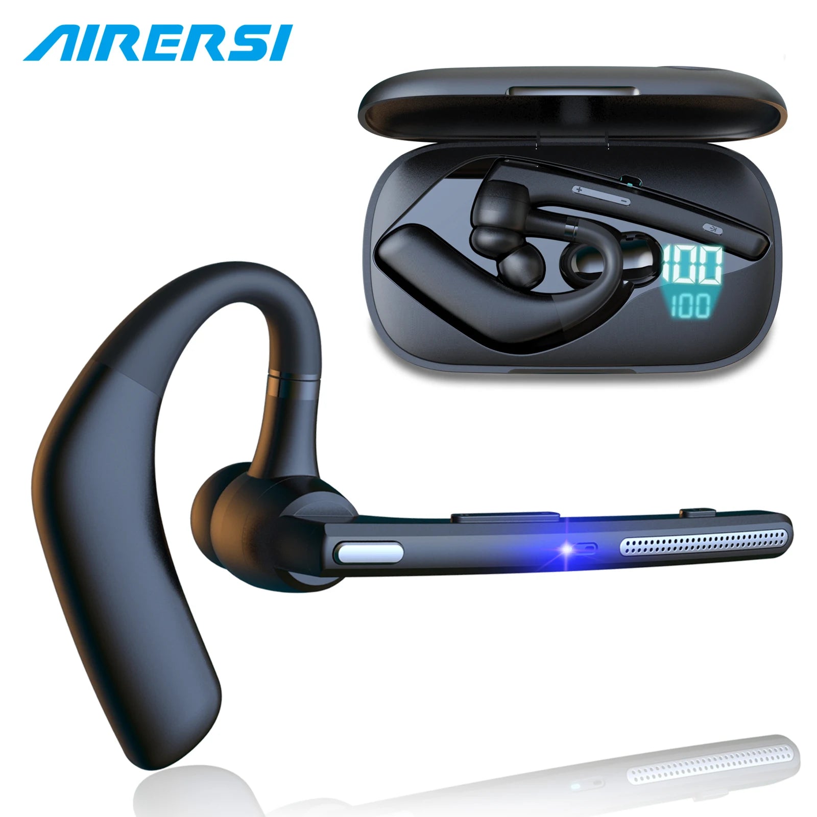 Tuzwa Wireless Bluetooth Headset with Dual Mic – Noise Cancelling Earpiece with Comfortable Fit for Smartphones & Hands-Free Calls