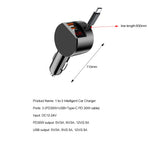 Tuzwa 3-in-1 Retractable Car Charger with QC3.0 Fast Charging – Compact Multi-Device Vehicle Phone Charging Adapter