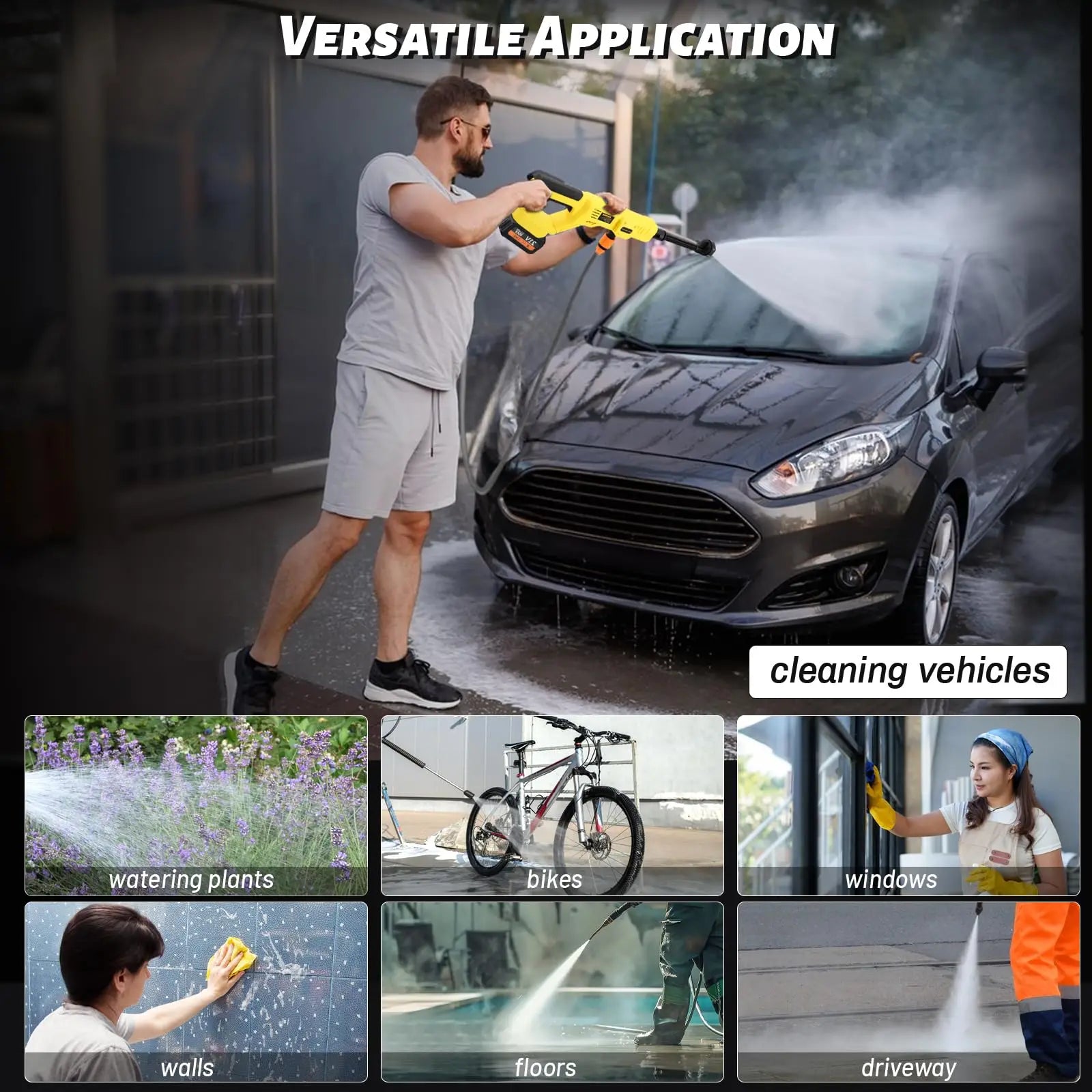 Tuzwa Cordless Pressure Washer for DeWalt Battery – Portable Electric Car Wash Gun with Foam Sprayer for Car, Garden & Outdoor Cleaning