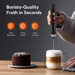 Tuzwa Handheld Milk Frother | USB Rechargeable Electric Milk Frother for Lattes, Cappuccino, Matcha & Coffee Drinks