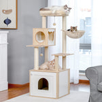 Tuzwa 5-Tier Cat Tree Tower | Multi-Level Wood Cat Condo with Scratching Posts & Cozy Resting Areas for Indoor Cats