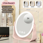 Tuzwa LED Makeup Mirror with Touch Dimming & 3X Magnification – Portable Lighted Vanity Mirror for Makeup & Grooming