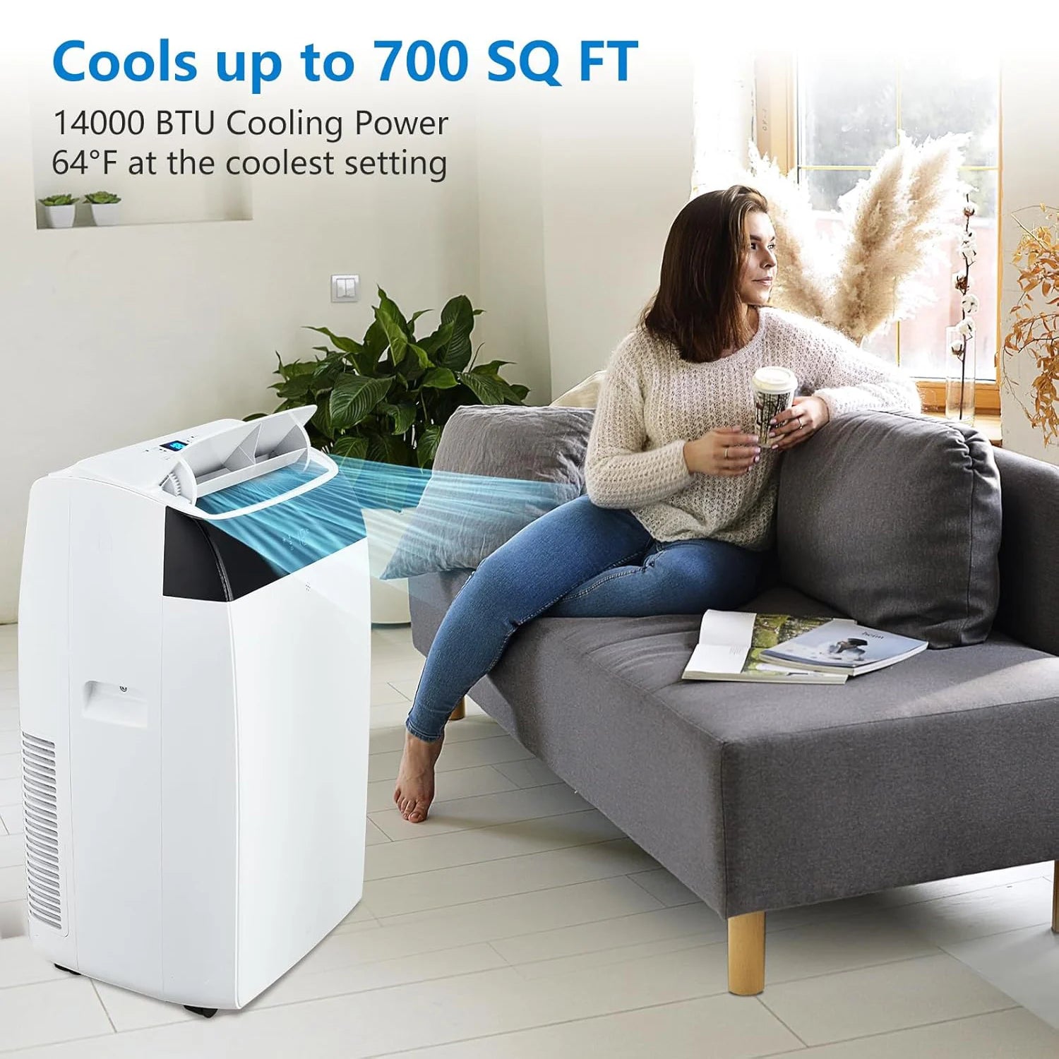 Tuzwa 3-in-1 Portable Air Conditioner with Remote Control – Cooling, Dehumidifier & Fan with Sleep Mode for Bedroom, Home & Office