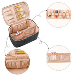 Tuzwa Large Capacity Travel Makeup Bag – PU Leather Cosmetic Organizer with Multiple Compartments for Makeup, Toiletries & Beauty Essentials