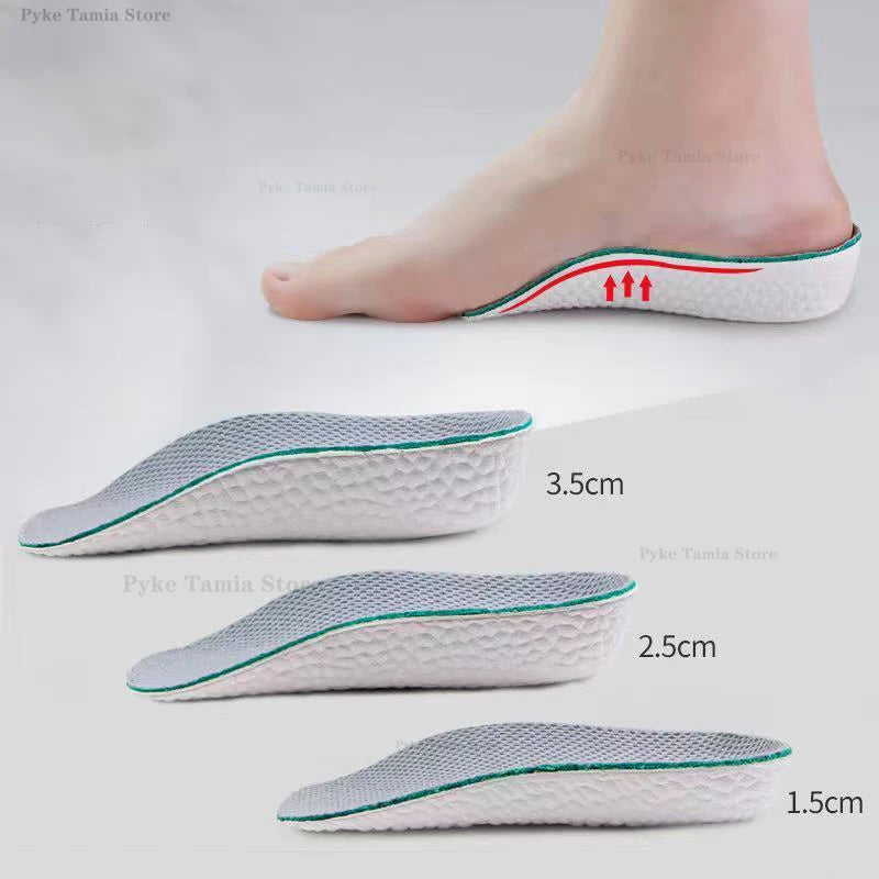 Tuzwa Height Increase Insoles 1–3cm with Arch Support – Breathable Shock-Absorbing Shoe Lifts for Flat Feet & Everyday Comfort