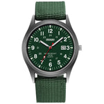 Tuzwa Men's Luminous Military Watch – Quartz Movement, Easy-Read Arabic Numerals, Nylon Strap, Slim 8mm Round Case