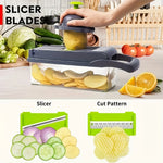 Tuzwa 16-in-1 Vegetable Chopper & Slicer with 8 Blades – Manual Food Chopper for Onions, Potatoes, Carrots & Meal Prep