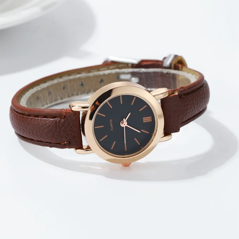 Tuzwa Women’s Quartz Watch – Elegant Leather Strap Analog Wristwatch with Arabic Numerals, 23mm Dial for Everyday & Dress Wear