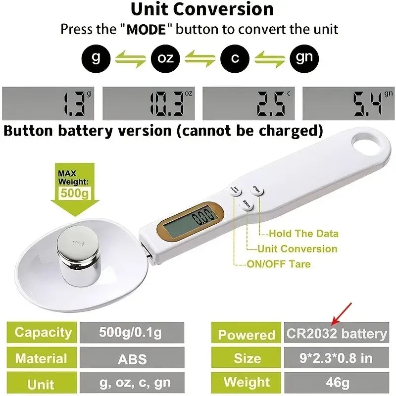 Tuzwa Precision Kitchen Scale | Mini Spoon Digital Scale with LCD Display | Accurate Measurement for Cooking and Baking