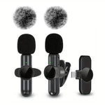 Tuzwa Wireless Lavalier Microphone – Mini Omnidirectional Clip-On Lapel Mic with Windproof Cover & Built-In Battery for iPhone, Android & Video Recording