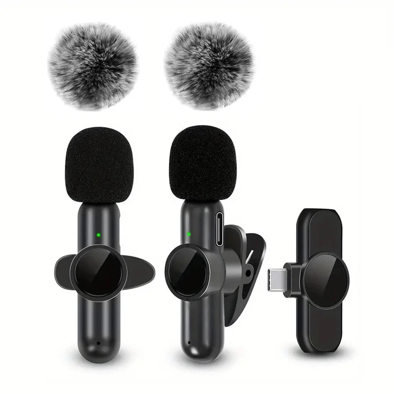 Tuzwa Wireless Lavalier Microphone – Mini Omnidirectional Clip-On Lapel Mic with Windproof Cover & Built-In Battery for iPhone, Android & Video Recording