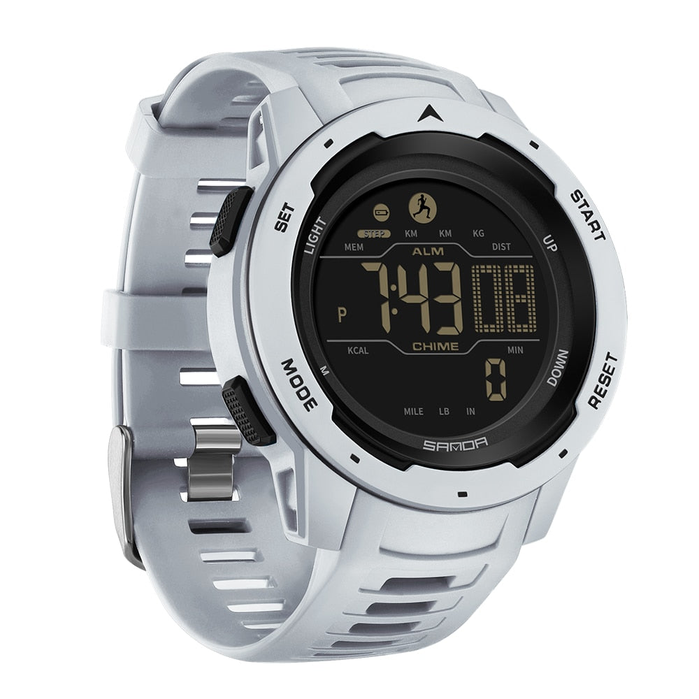 Tuzwa Men's Digital Military Sports Watch with Pedometer – 5Bar Water Resistant, 45mm Dial, Rubber Strap