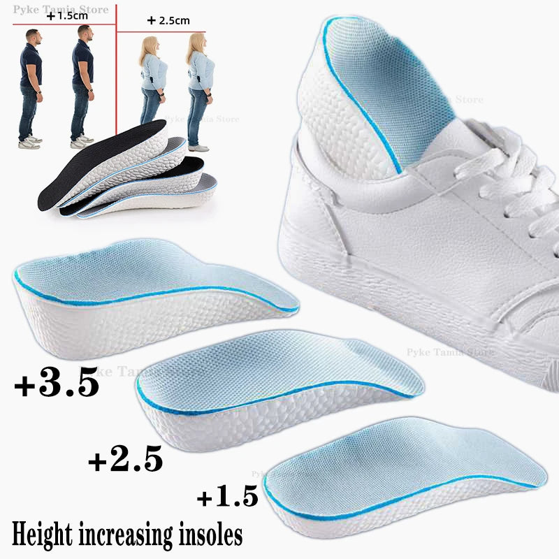 Tuzwa Height Increase Insoles 1–3cm with Arch Support – Breathable Shock-Absorbing Shoe Lifts for Flat Feet & Everyday Comfort