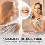 Tuzwa 10X Magnifying Makeup Mirror with Lights – Rechargeable Dimmable Touch Screen Vanity Mirror for Makeup & Grooming