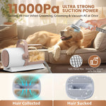 Tuzwa Professional Pet Grooming Vacuum Kit | 11000Pa Powerful Dog & Cat Grooming System with Electric Clippers, Guide Combs & Pet Hair Removal Vacuum