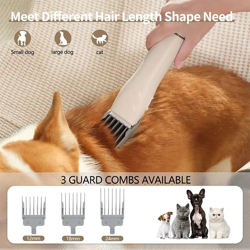 Remove loose pet hair with the Tuzwa Pet Grooming Vacuum Kit. Includes an electric slicker brush, deshedding tools, low-noise operation, and powerful suction for dogs and cats.