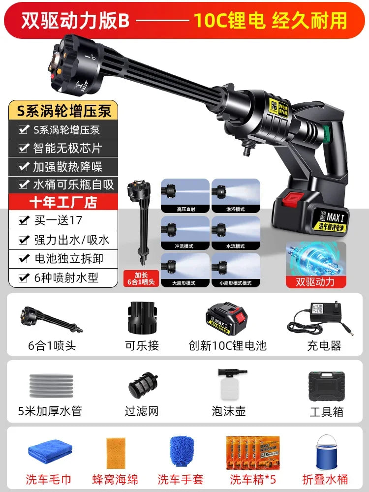 Tuzwa Cordless Pressure Washer – Rechargeable Battery Powered Portable Car Washer for Vehicle & Outdoor Cleaning