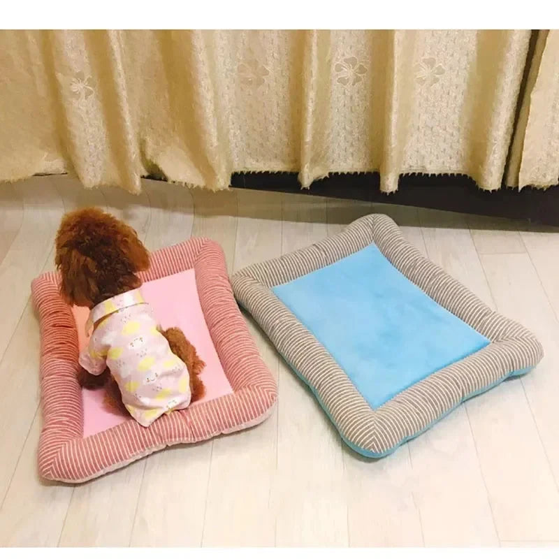 Tuzwa Pet Cooling Mat – Breathable 100% Cotton Summer Bed for Dogs & Cats, Machine Washable Cooling Pet Mat for Comfortable Rest