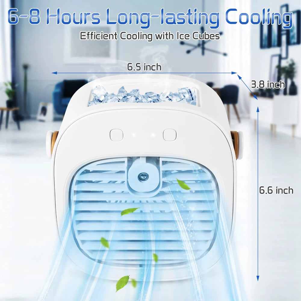 Tuzwa Rechargeable Portable Air Cooler – Battery Powered Mini Personal Cooling Fan with Adjustable Modes for Camping, Travel, Bedroom & Home