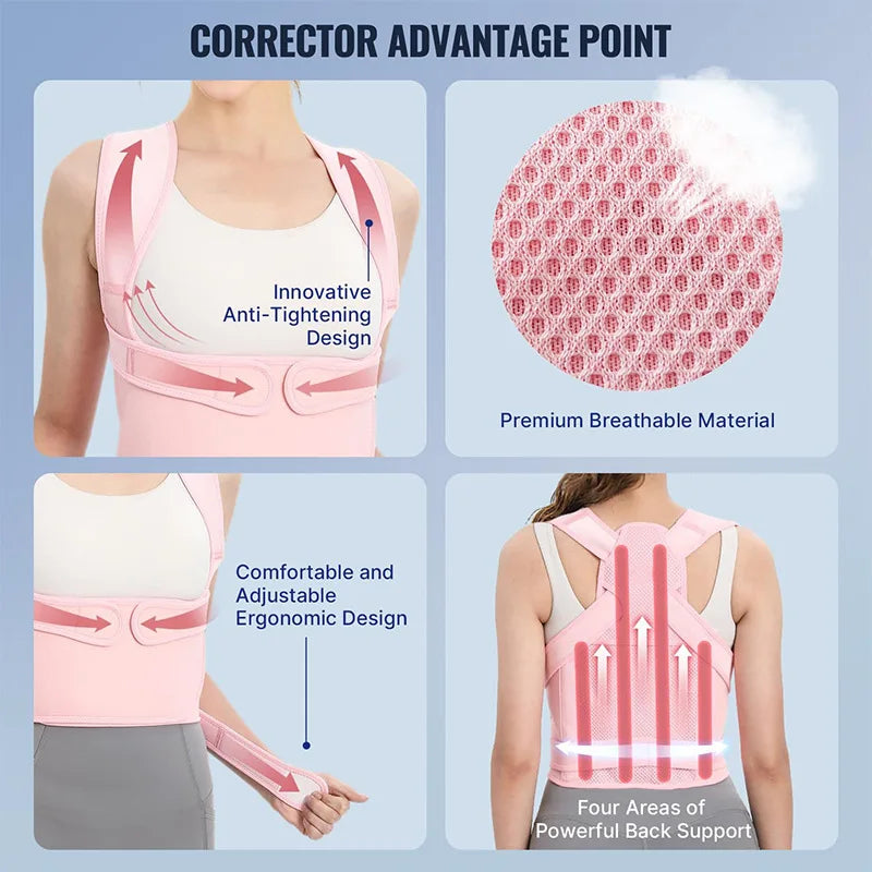 Tuzwa Adjustable Posture Corrector for Men & Women – Lightweight Breathable Upper Back Support Brace for Everyday Posture Support