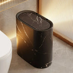 Tuzwa Bathroom Trash Can with Push Lid – Marble Design Slim Waste Bin for Small Spaces, Bedroom & Office