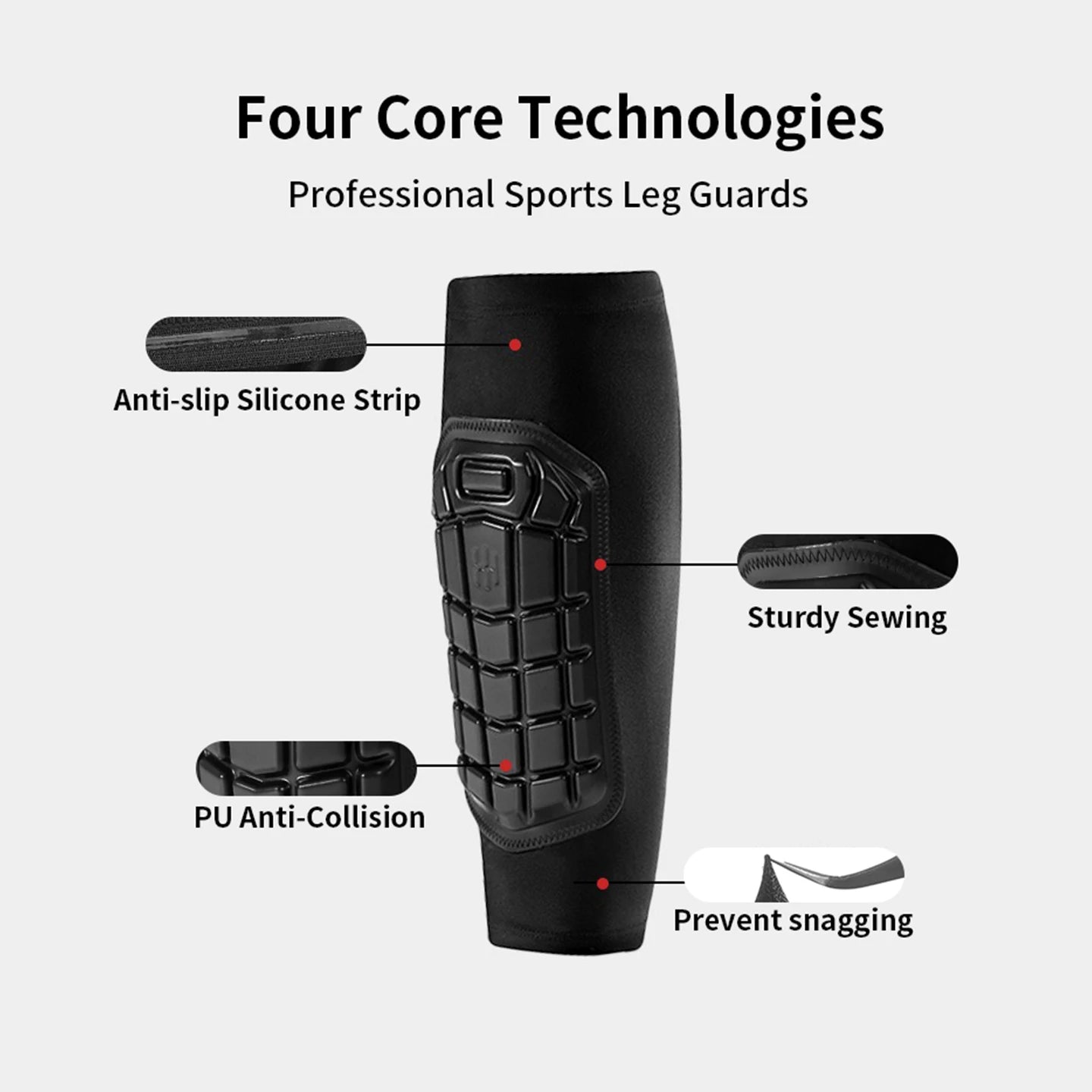 Tuzwa Soccer Shin Guards with Honeycomb Padding – Breathable Anti-Slip Soft Shell Football Shin Pads, Lightweight Unisex Protection, Ages 13+