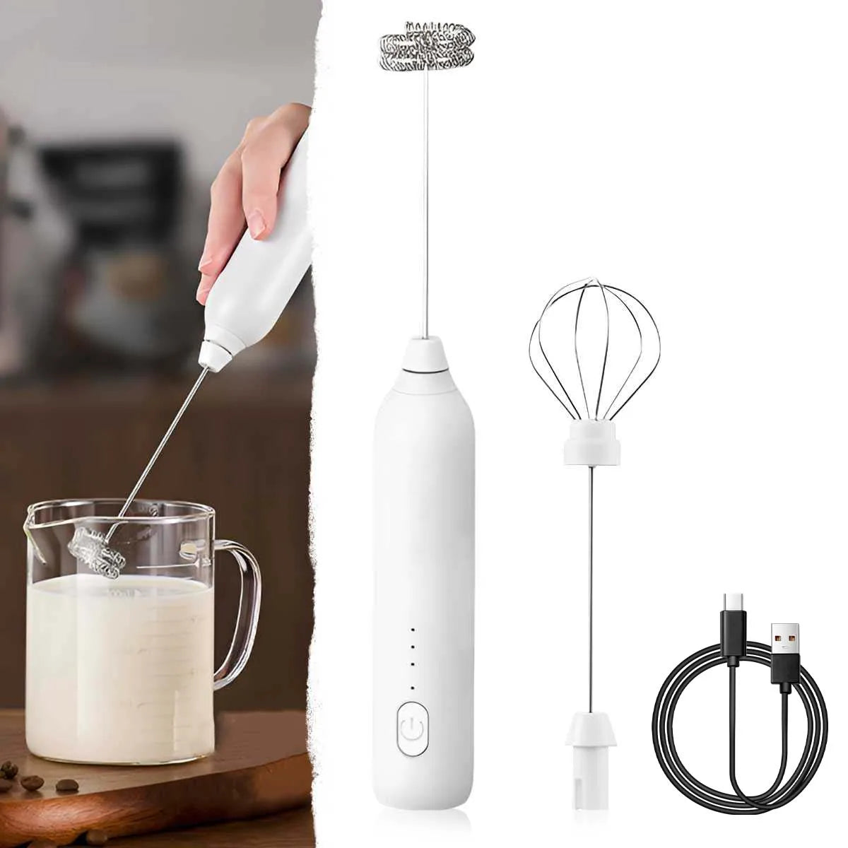 Tuzwa Versatile Kitchen Mixer | USB Rechargeable Handheld Electric Milk Frother & Egg Beater for Coffee, Latte, Cappuccino & Matcha