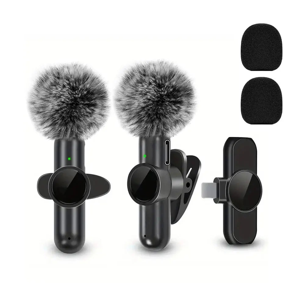 Tuzwa Wireless Lavalier Microphone – Mini Clip-On Lapel Mic with Transmitter, Built-In Battery for Mobile Video Recording, Streaming & Content Creation