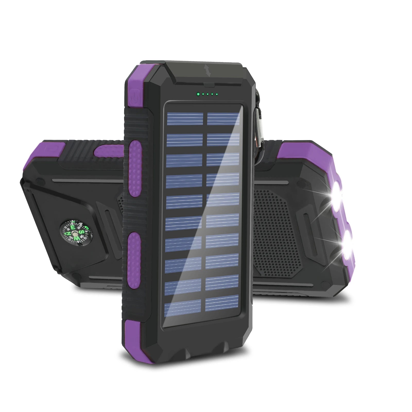 Tuzwa 20000mAh Solar Power Bank – Fast Charging Portable Charger with Built-In Cables, Digital Display & LED Light for Travel & Outdoor Use