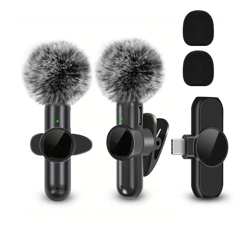 Tuzwa Wireless Lavalier Microphone – Mini Clip-On Lapel Mic with Transmitter, Built-In Battery for Mobile Video Recording, Streaming & Content Creation