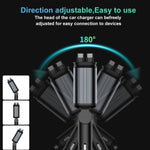 Tuzwa 120W 4-in-1 Fast Car Charger with Dual Retractable Cables – Multi-Port Vehicle Charging Adapter for iPhone, Android & USB Devices