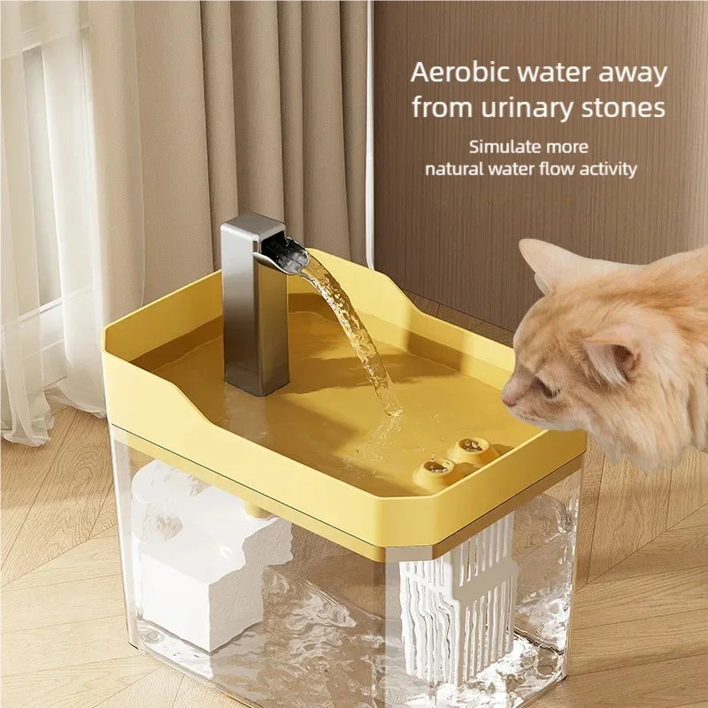 Tuzwa Rechargeable Cat Water Fountain | USB Recirculating Filter Pet Drinking Fountain with Transparent Design