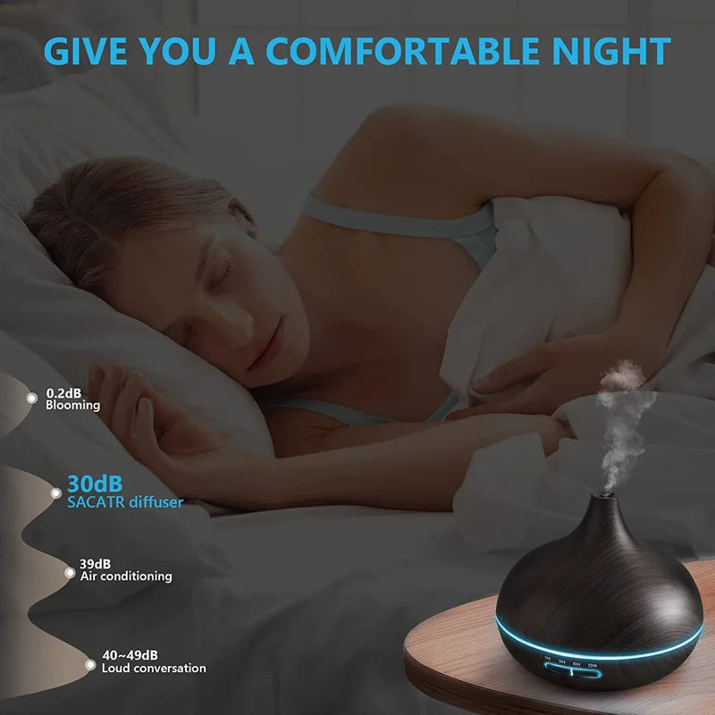 Tuzwa 550ML Essential Oil Diffuser with Remote Control & 7 Color LED Lights – USB Aroma Diffuser for Home, Bedroom & Office