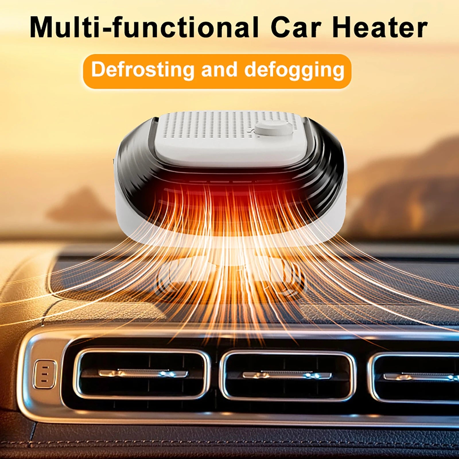 Tuzwa 12V Portable Car Heater & Windshield Defroster – 120W Fast Heating Car Defogger Fan with Cigarette Lighter Plug for Cars, Trucks & SUVs