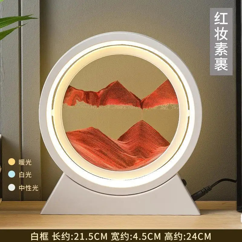 Tuzwa LED Moving Sand Art Table Lamp with 3D Sandscape – Relaxing Night Light & Decorative Desk Lamp for Bedroom, Office & Home