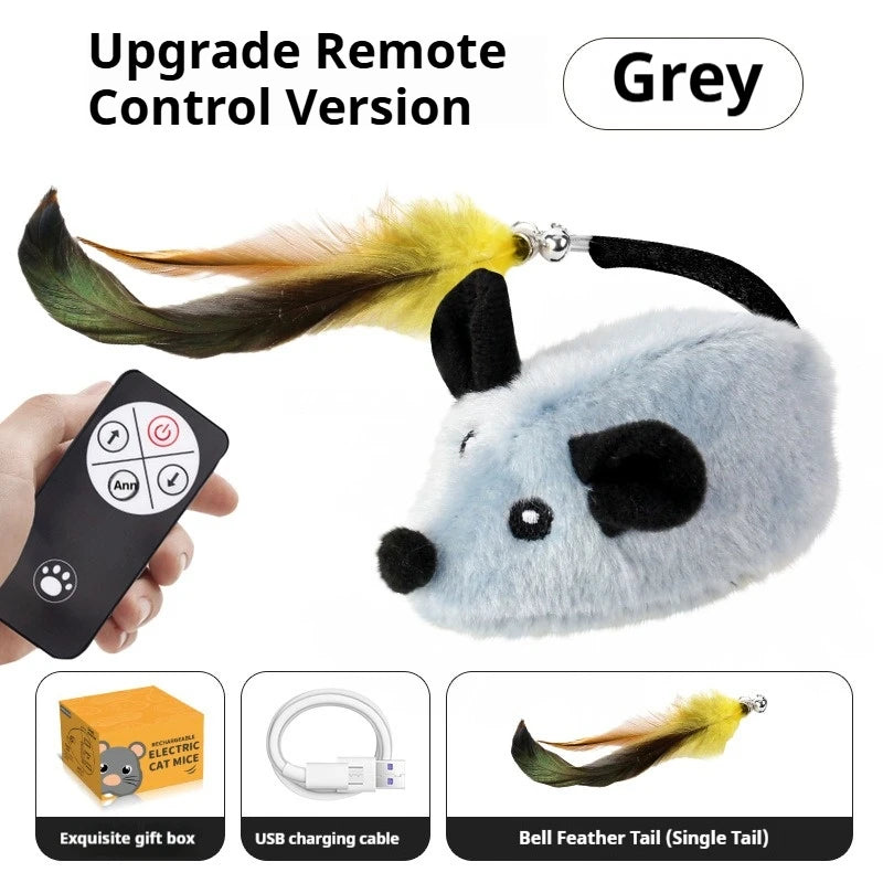 Tuzwa Interactive Cat Toy – Automatic Sensing Moving Plush Mouse Toy for Cats & Kittens, USB Rechargeable Electronic Cat Mouse Toy