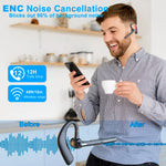 Tuzwa Wireless Bluetooth Headset with Dual Mic – Noise Cancelling Earpiece with Comfortable Fit for Smartphones & Hands-Free Calls