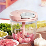 Tuzwa Manual Meat Mincer & Garlic Chopper | Hand Crank Food Processor with Easy Rotate Handle for Meat, Garlic, Vegetables & Nuts